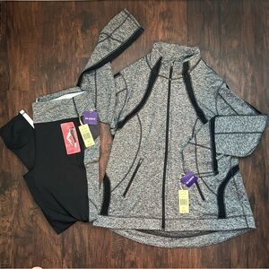 Tangerine Athletic Set – Leggings & Jacket with Mesh Detail (XXL)